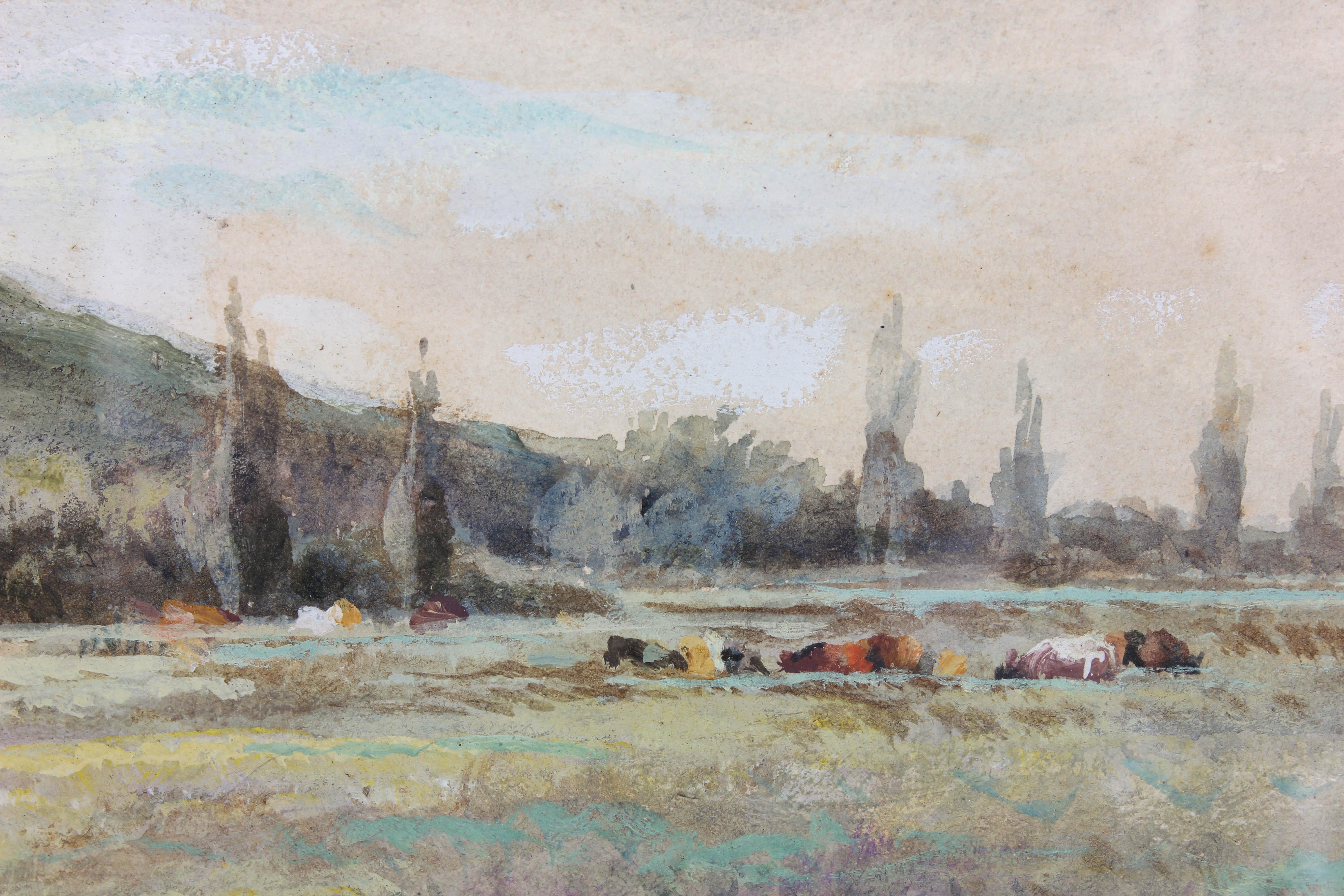 C. B. Core - 1932 Watercolour, Cattle by the River For Sale 4
