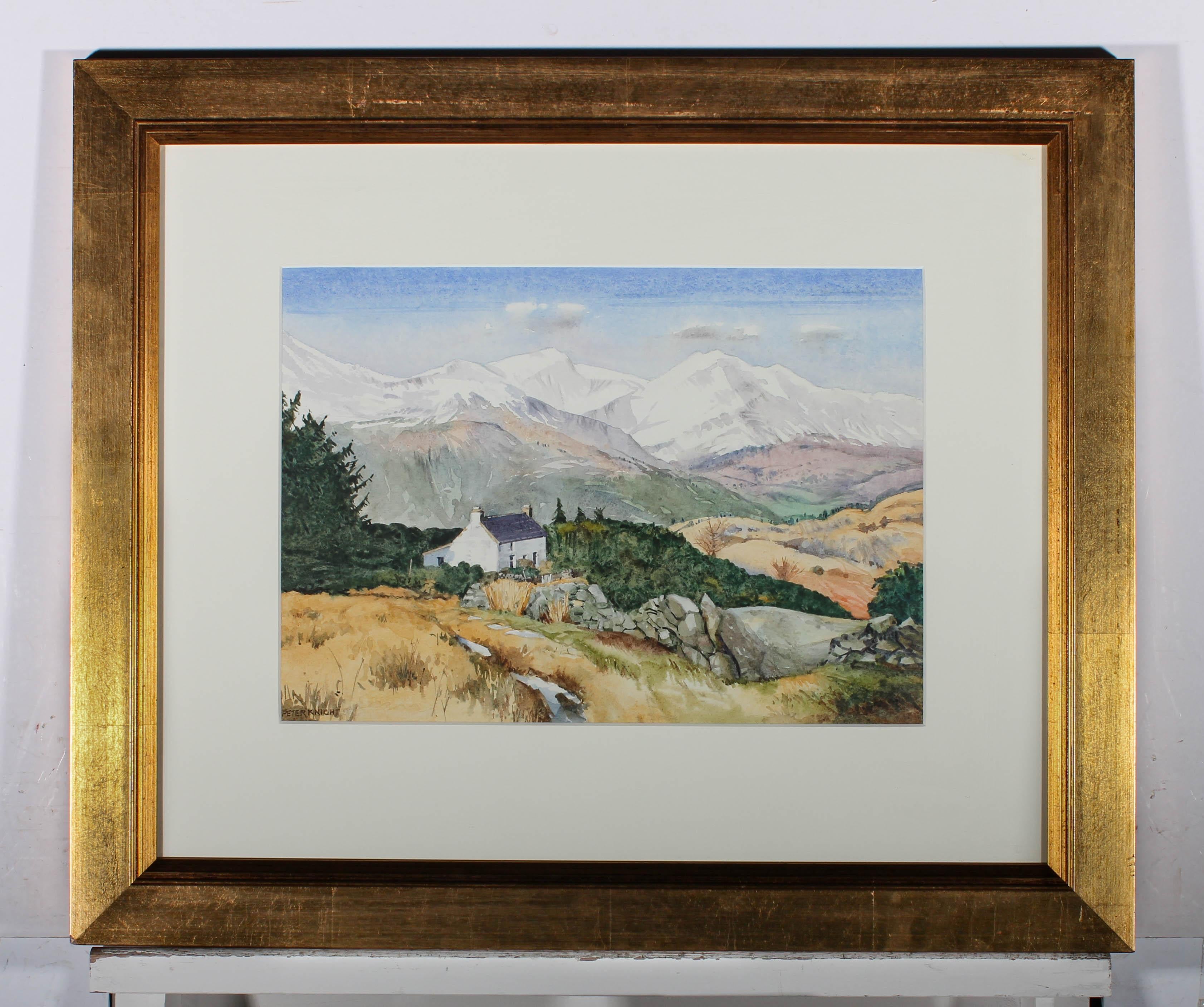 Peter Knight - Framed Contemporary Watercolour, Cottage in The Hills For Sale 1