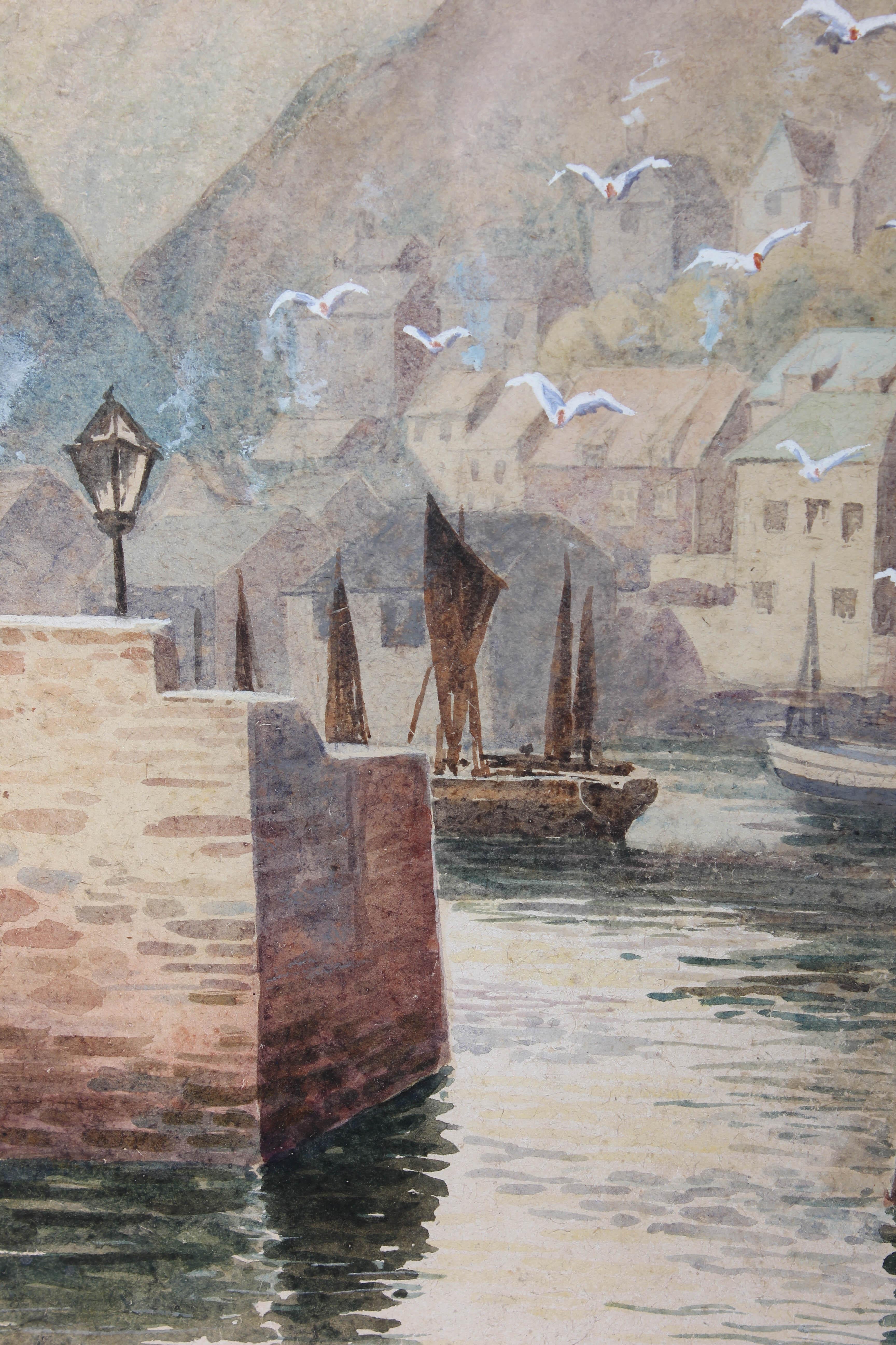 J Ernest Winterbottom - Signed Early 20th Century Watercolour, Mousehole Harbour For Sale 1