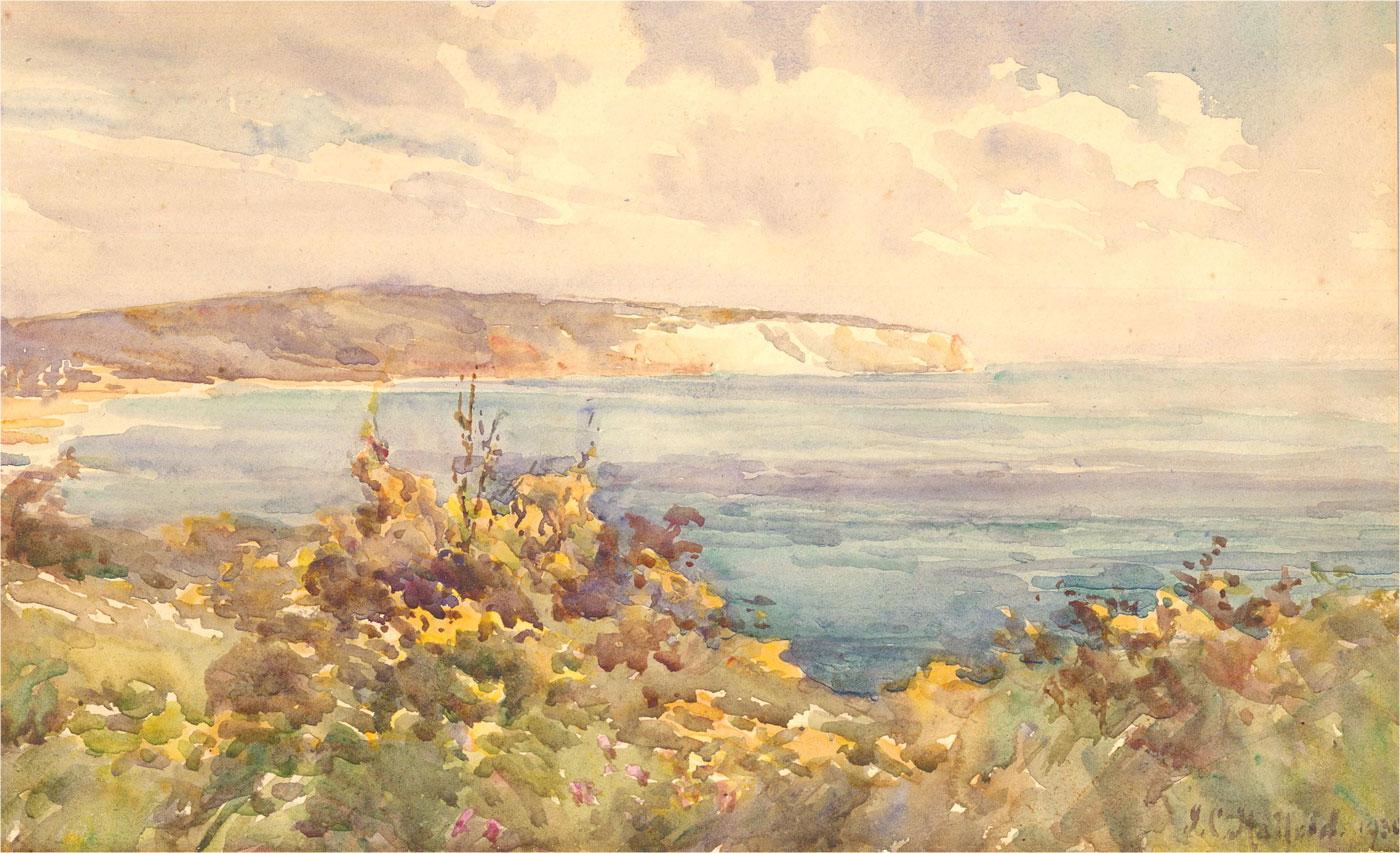 Jane Charlotte Halford (1868-1940) - 1930 Watercolour, Coastal View For Sale 2
