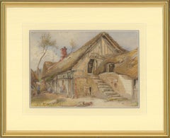William Hull (1820-1880) - Framed Watercolour, Rambling Thatched Cottage
