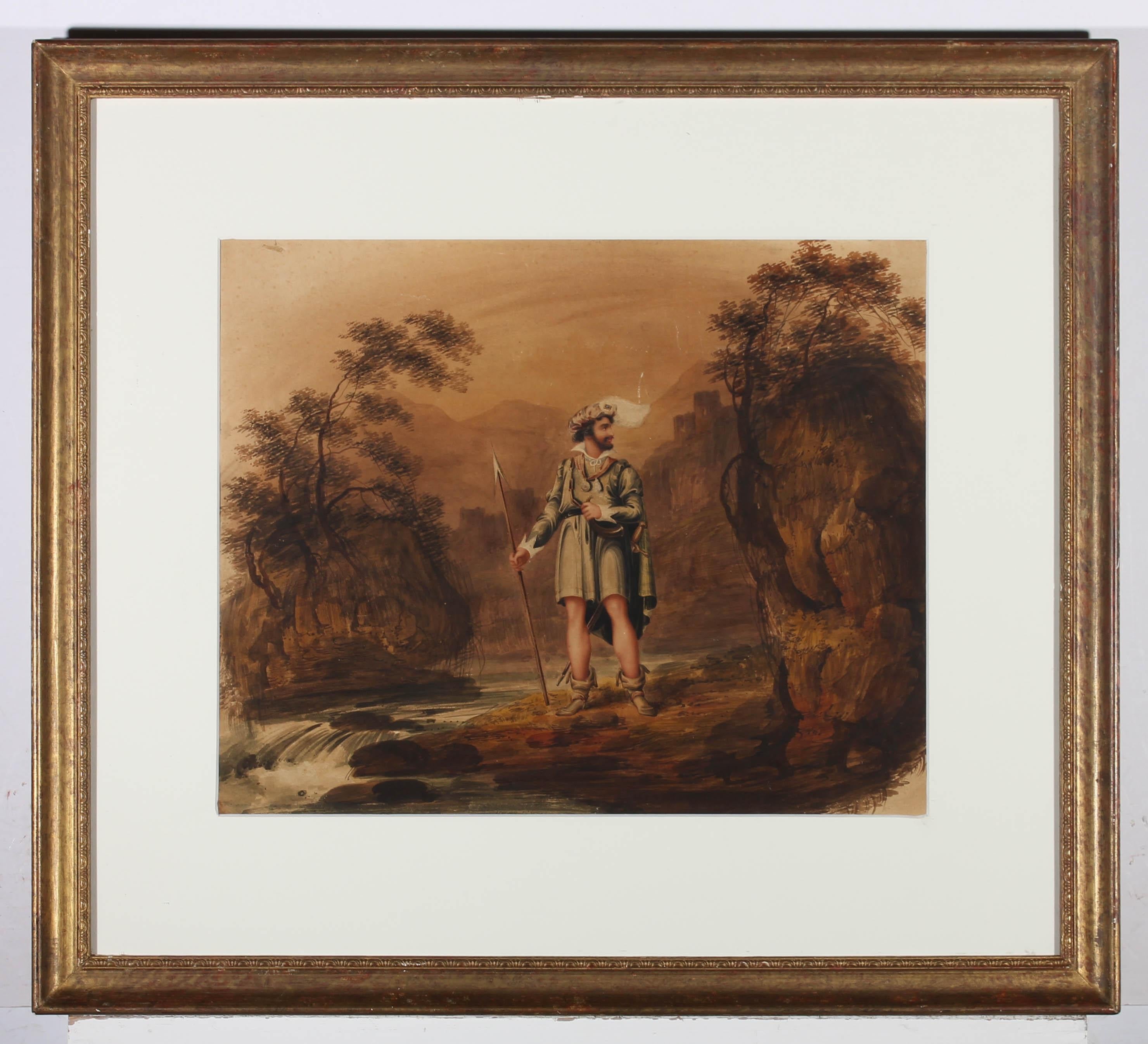 H J Harding - Acuarela enmarcada de 1818, Fitz James en venta 2