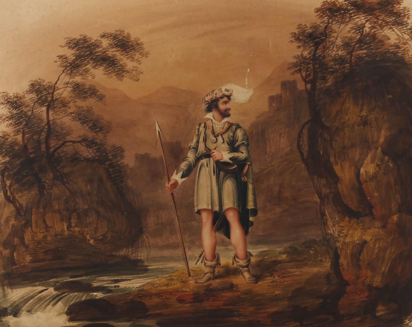 H J Harding - Acuarela enmarcada de 1818, Fitz James en venta 1