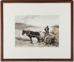 Framed Mid 20th Century Watercolour - The Straw Cart