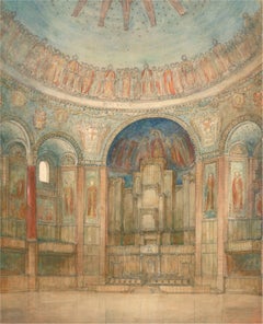 Sir Frank Charles Mears (1880-1953) - 1903 Watercolour, Chapel Interior Design