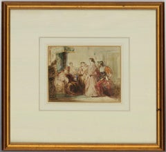 Attribut. Henry Liverseege (1803-1832) – Aquarell, Figuren in einem Interieur