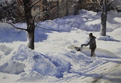 Schnee in Kanada_08, Gemälde, Aquarell auf Aquarellpapier