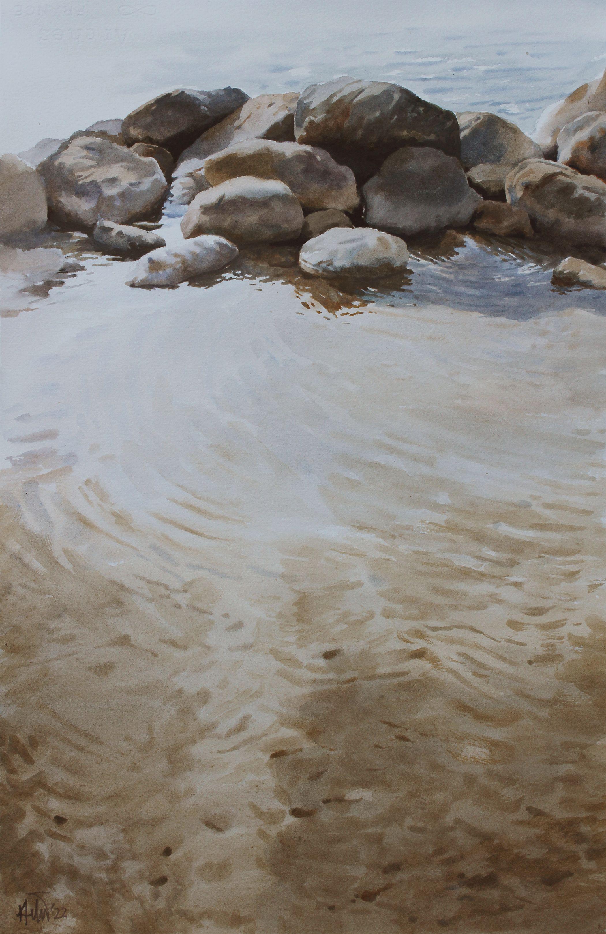 Junto al lago_01, Pintura, Acuarela sobre papel de acuarela - Art de Helal Uddin