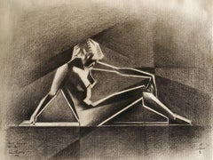 Art Deco Nude â€“ 15-08-22, Drawing, Pencil/Colored Pencil on Paper