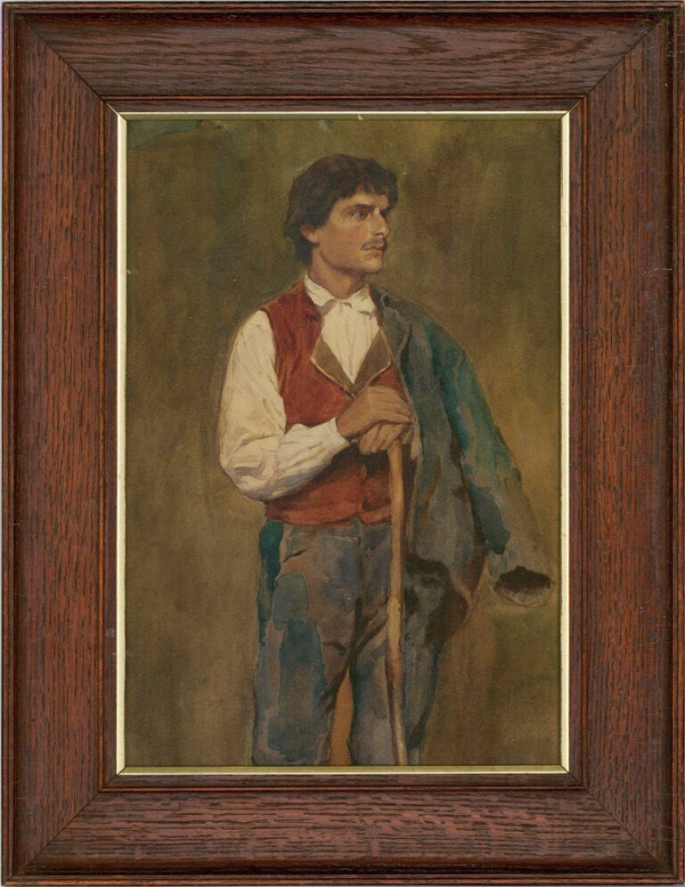 Unknown Portrait - Late 19th Century Watercolour - Young Sicilian Man