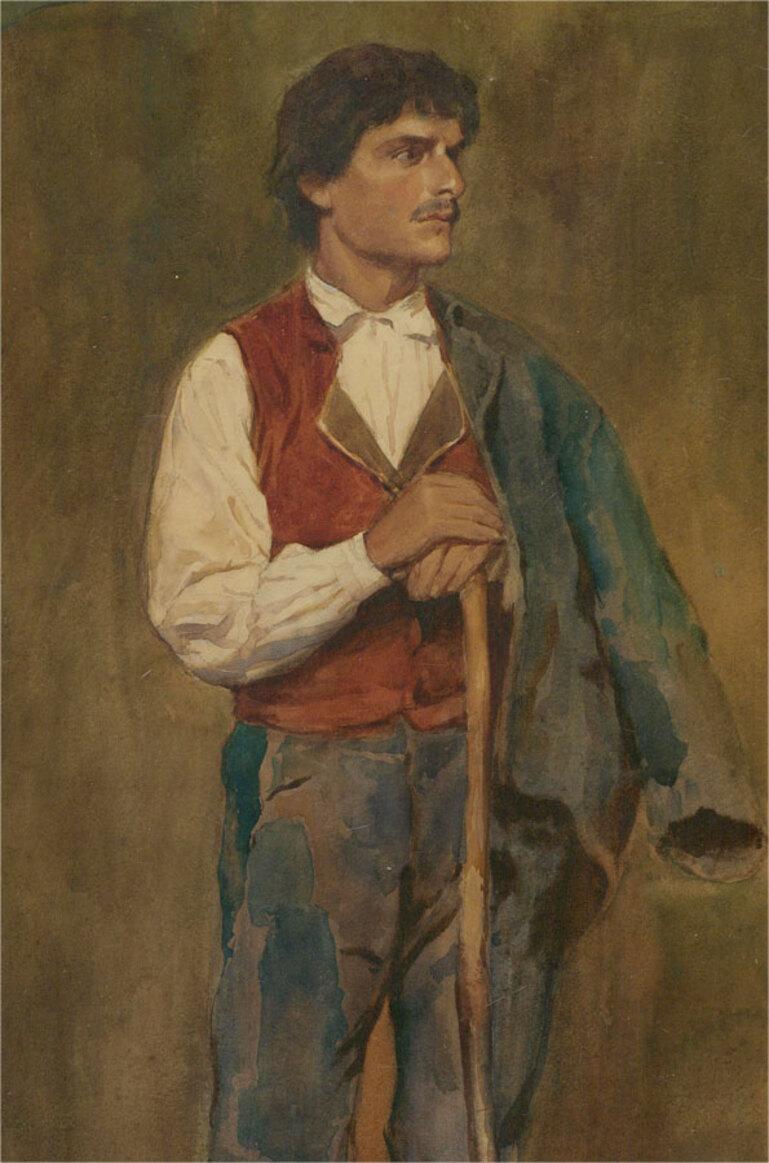 Late 19th Century Watercolour - Young Sicilian Man - Art by Unknown