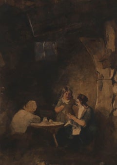 Circle of Jozef Israels - Late 19th Century Watercolour, Around the Table
