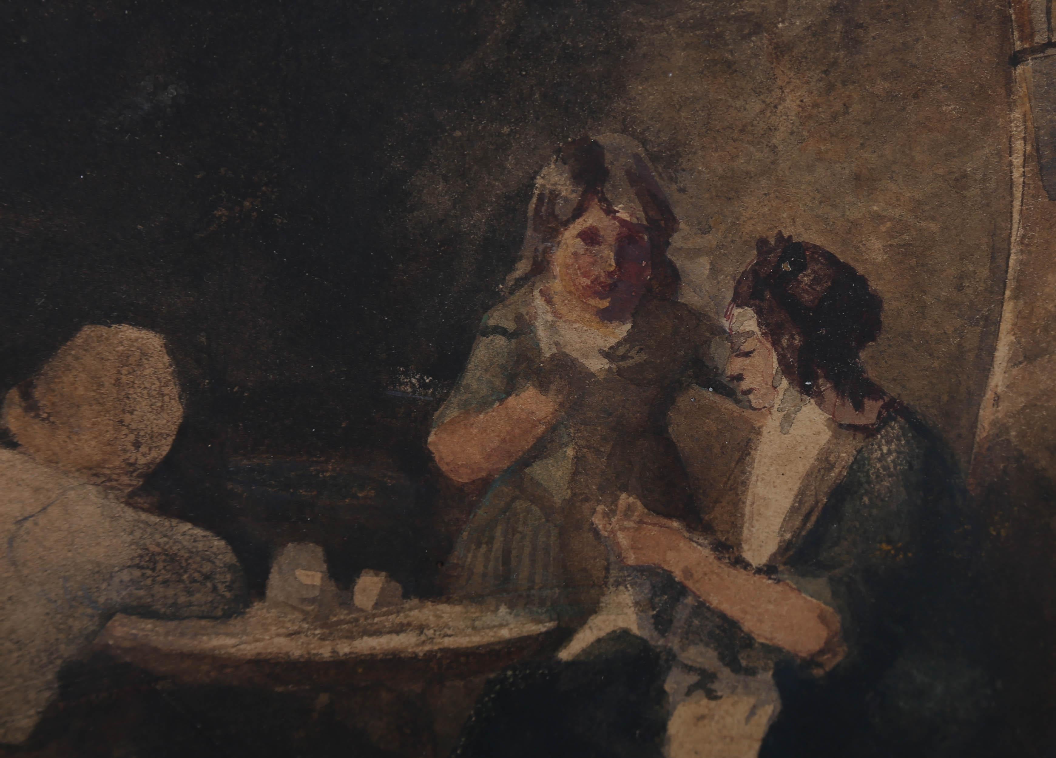 Circle of Jozef Israels - Late 19th Century Watercolour, Around the Table For Sale 2