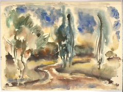 Walter Hoefner (1903-1968) - 1935 Aquarell, Weg durch Bäume