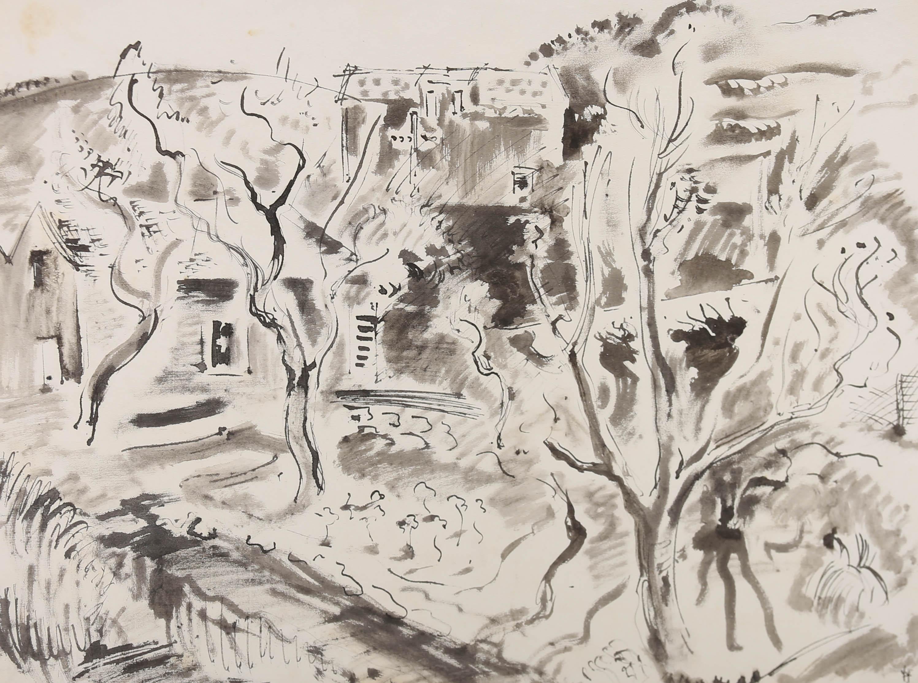 Walter Hoefner (1903-1968) - 1935 Watercolour, Street in Dalmatia For Sale 1