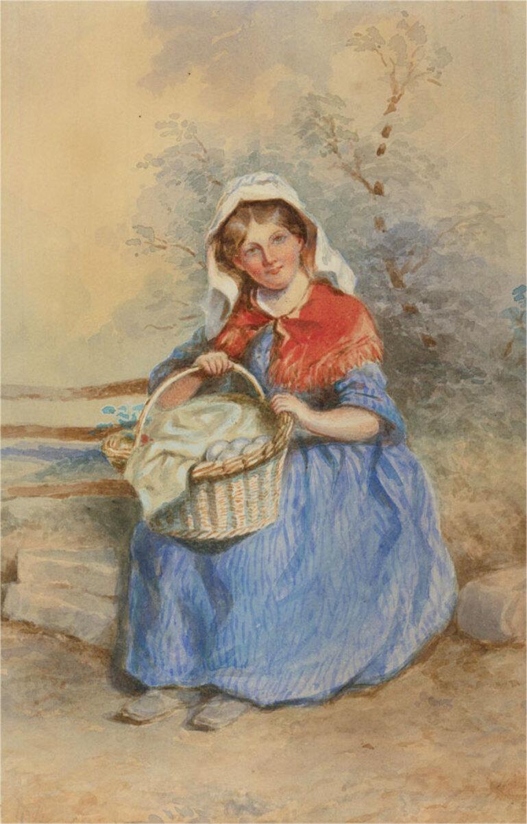 1862 Watercolour - Brighton Girl - Art by Unknown