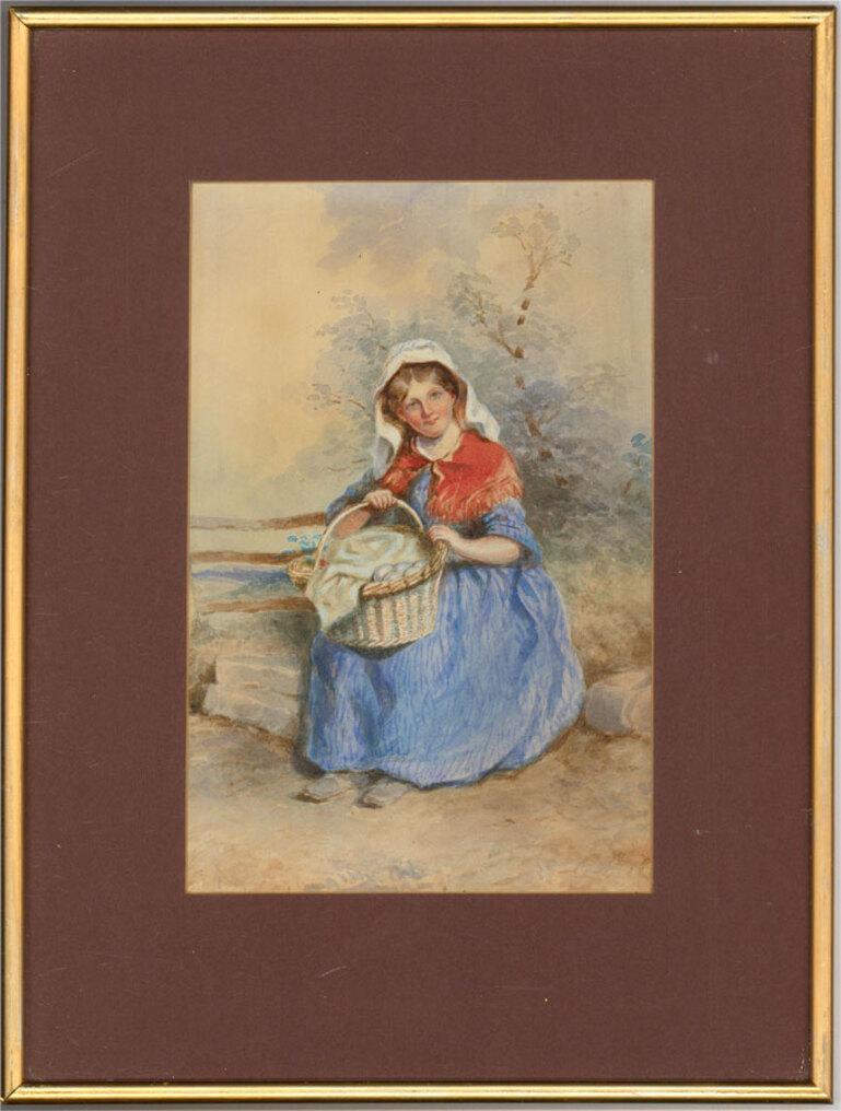 1862 Watercolour - Brighton Girl For Sale 1