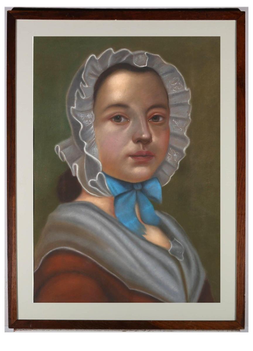 Framed Late 19th Century Pastel - Portrait of a Farm Girl 3