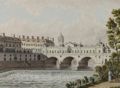 Maple Framed 20th Century Watercolour - Pulteney Bridge, Bath in 1788