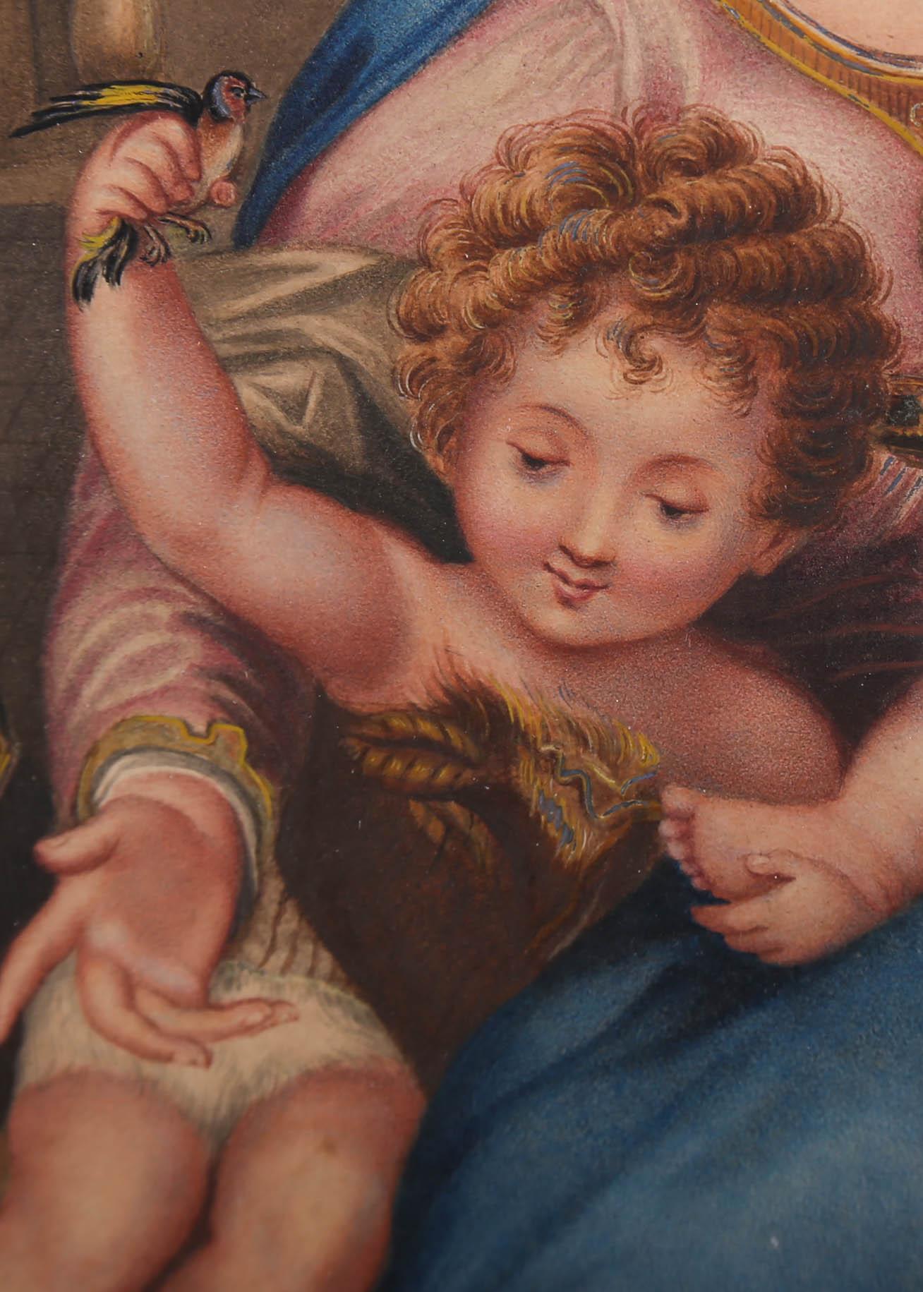 Nach Federico Barocci - Aquarell aus der Mitte des 19. Jahrhunderts, Madonna der Katze im Angebot 4