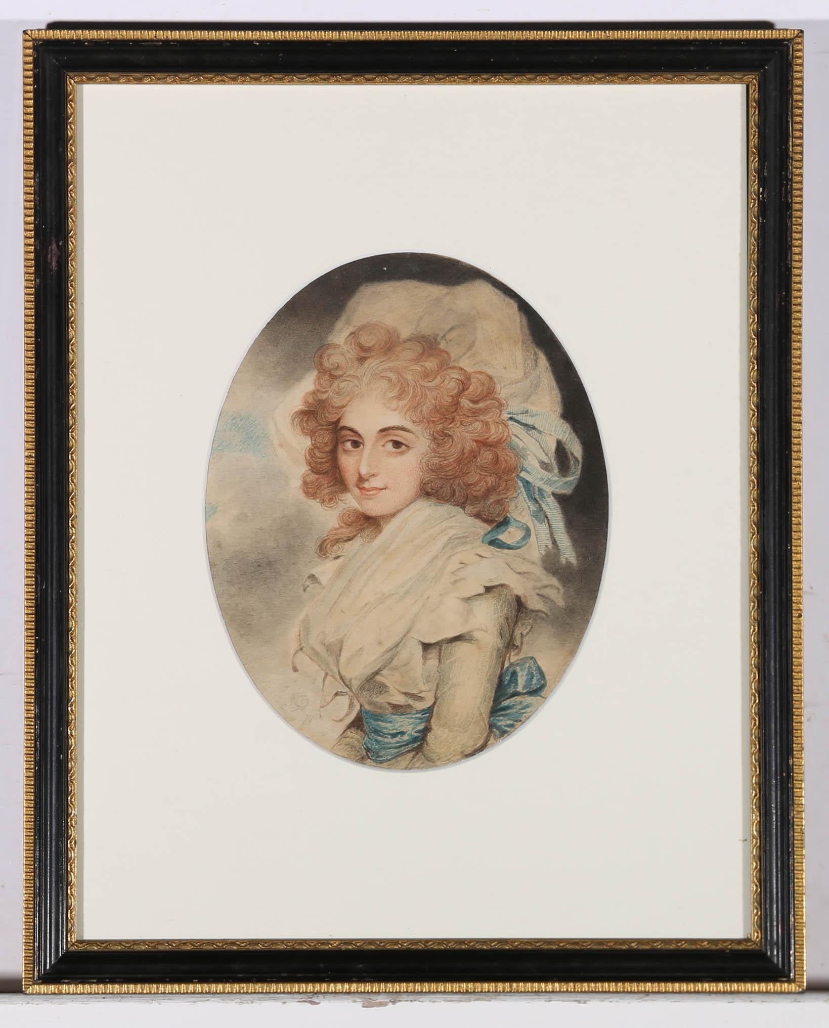 This accomplished watercolours is a fine copy of John Downman's portrait of Sarah Siddons. Painted in the early 19th century, watercolours was a contemporary study of Downman's work. The original watercolours was commissioned by the 3rd Duke of