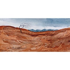 Paysage du désert, peinture, aquarelle sur papier aquarelle