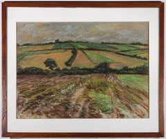 Leigh Hunt - 1974 Pastel, Fields In Brittany