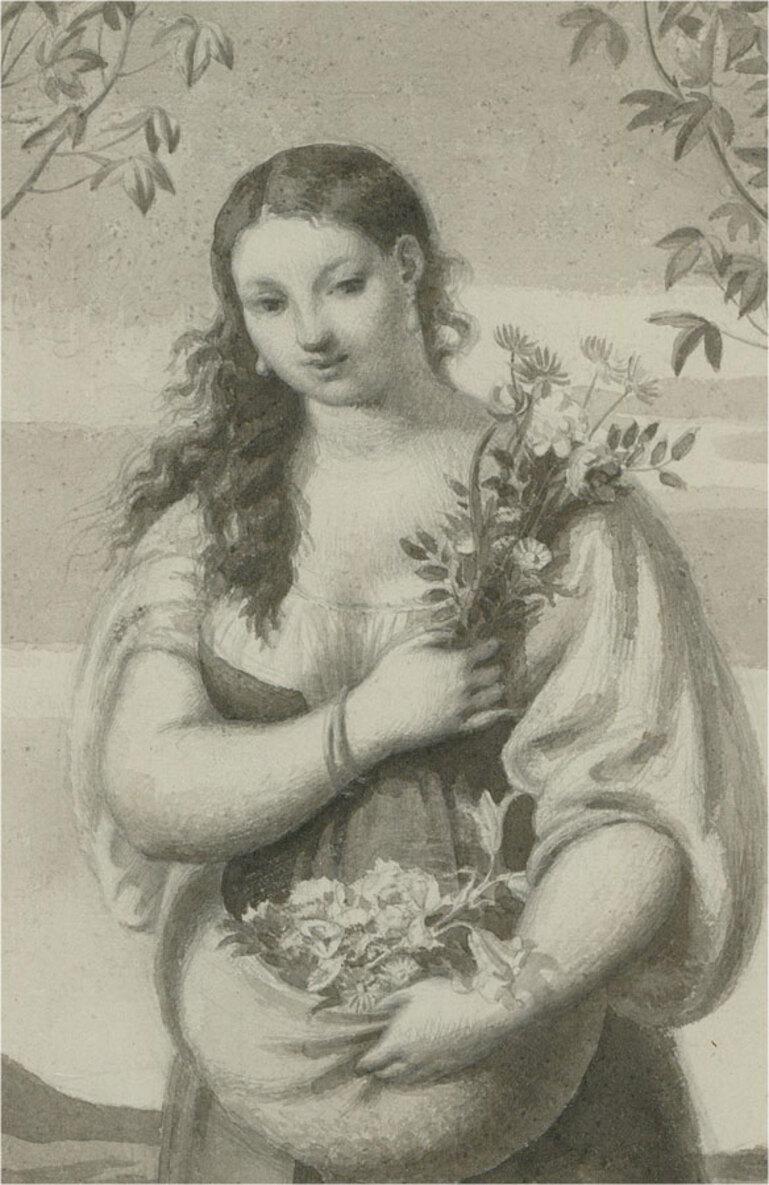 Lionel Ellis (1903-1988) – Aquarell des frühen 20. Jahrhunderts, Blumenschürze 1