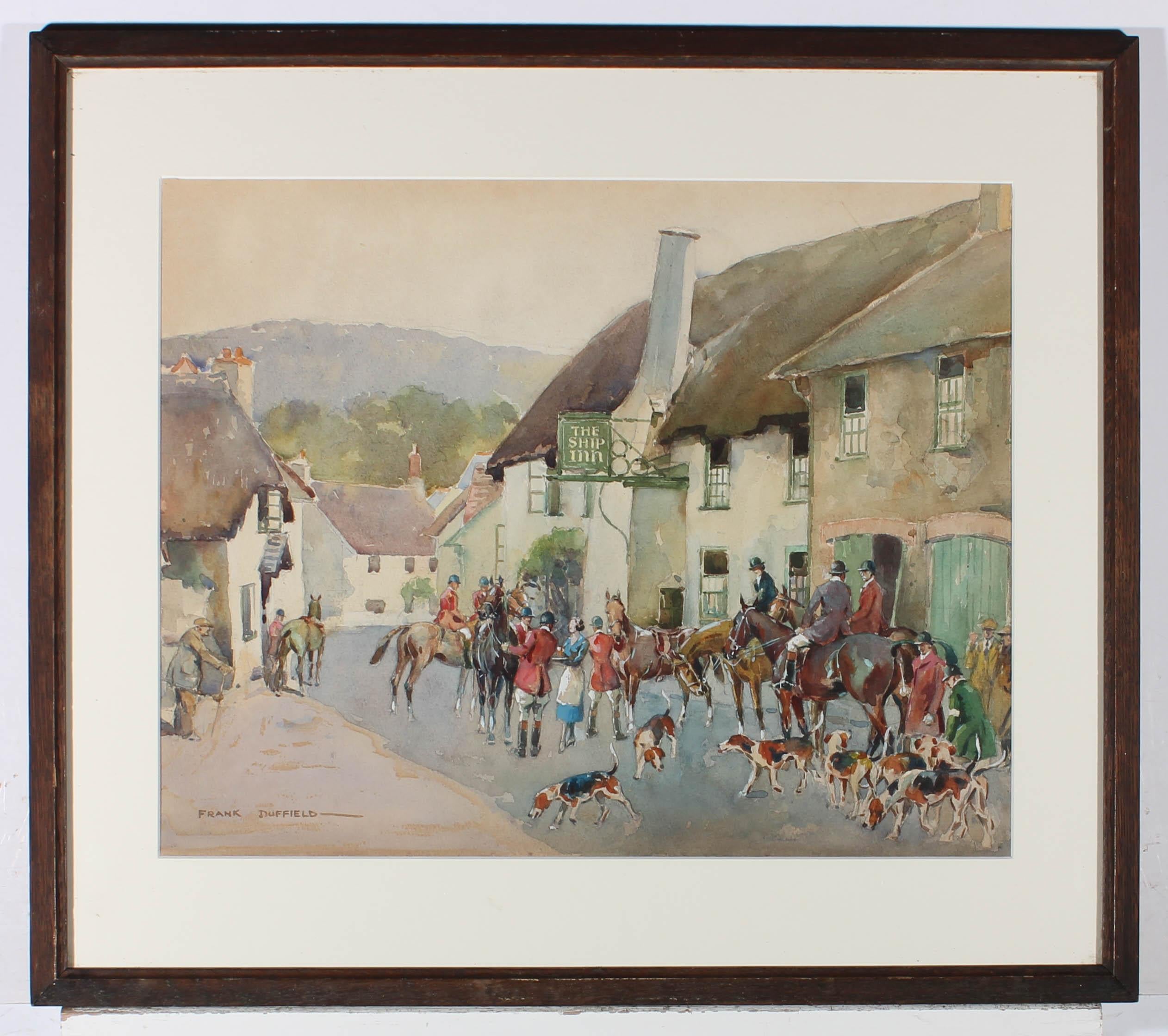 Frank Duffield (1901-1982) - Mid 20th Century Watercolour, The Hunting Meet For Sale 1