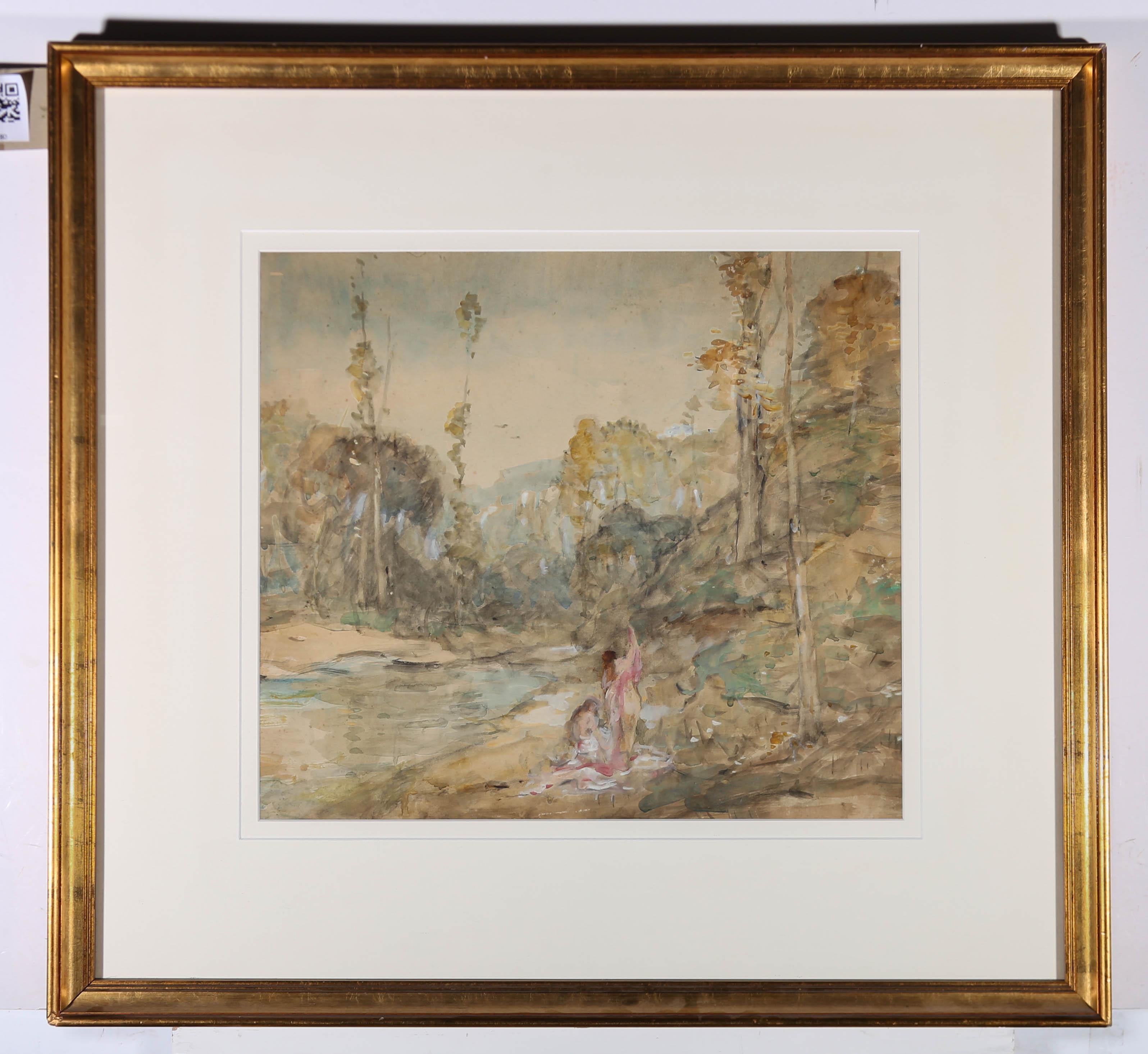 Montague Smyth (1863–1965) - Early 20thC Watercolour, Bathers By The Stream For Sale 2