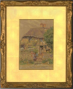 Aquarelle d'Alfred Robert Quinton (1853-1934), « Rural Cottage Life »