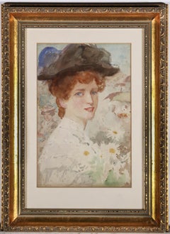 Attribut. George Henry Edwards (1859-1918) – Aquarell- und Blumenmarkt des frühen 20. Jahrhunderts