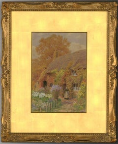 Alfred Robert Quinton (1853-1934) - Aquarelle du début du 20e siècle, Cottage de grand-mère