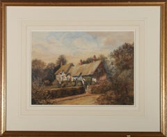 Antique Frederick Hines (1875-1928) - Framed Watercolour, Anne Hathaway's Cottage