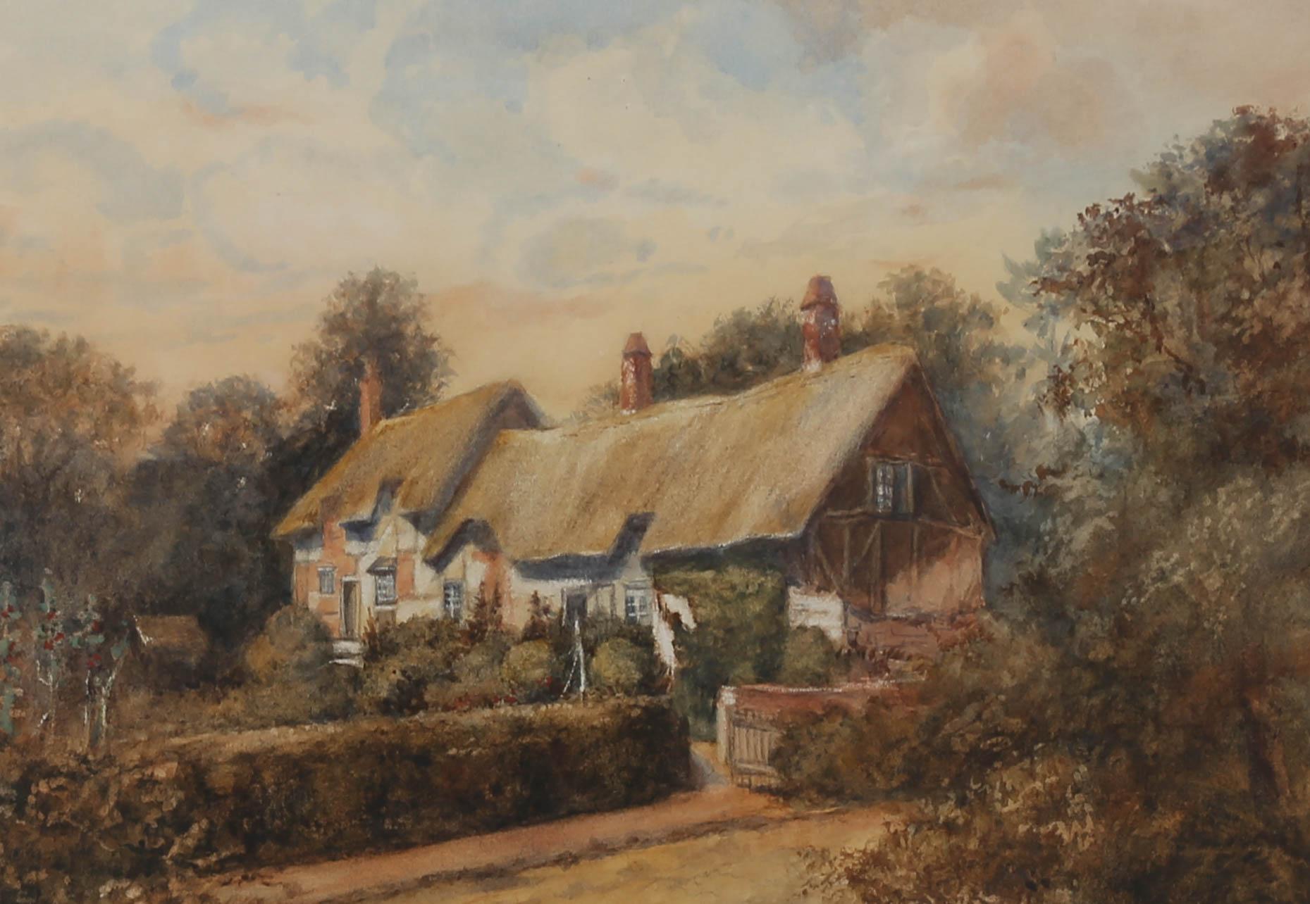 Frederick Hines (1875-1928) – Gerahmtes Aquarell, Anne Hathaway's Cottage 1