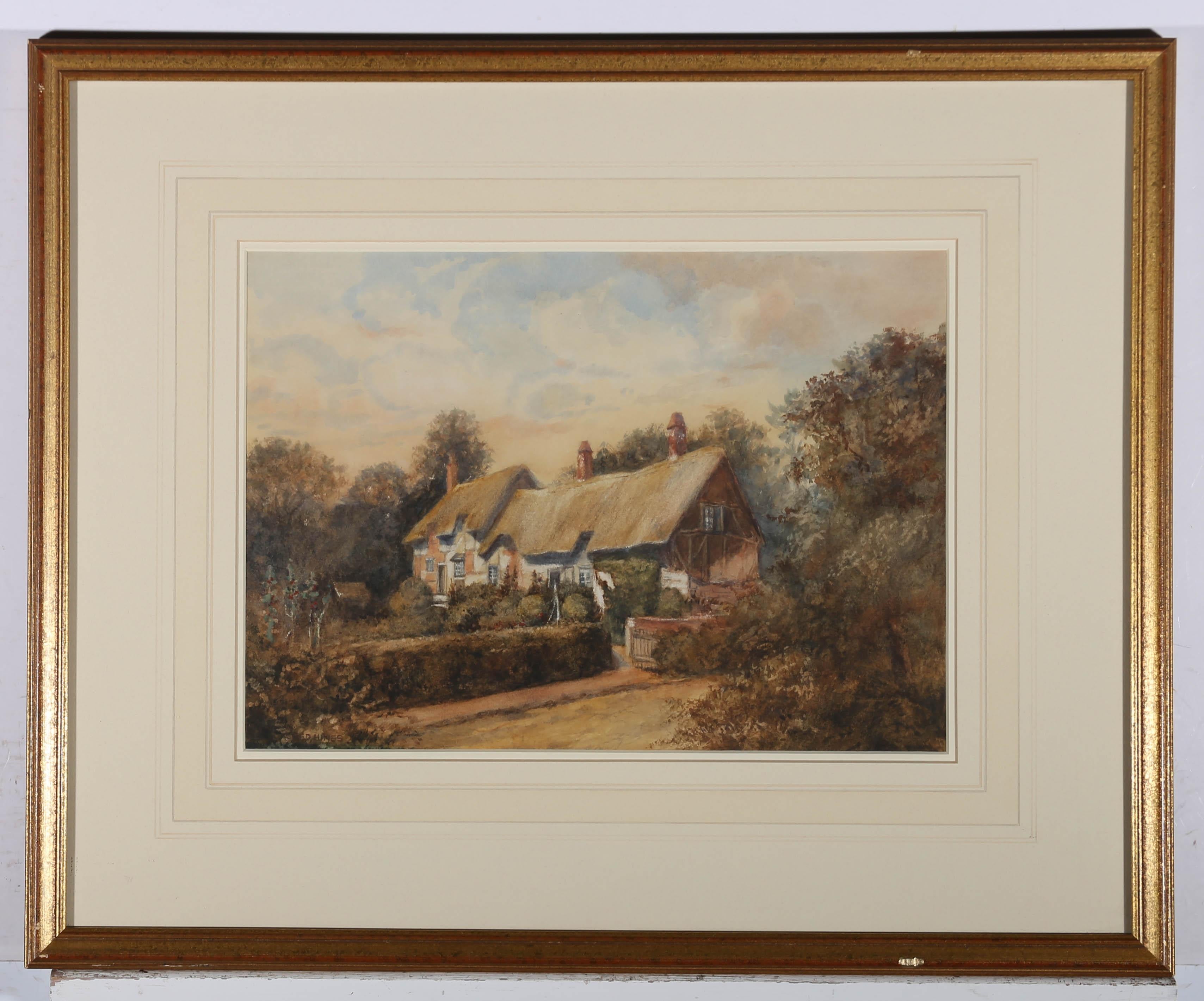 Frederick Hines (1875-1928) – Gerahmtes Aquarell, Anne Hathaway's Cottage 2
