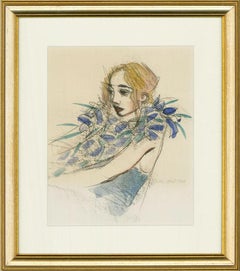 Dina Larot (b.1942) - 1988 Watercolour, Woman with Feather Boa