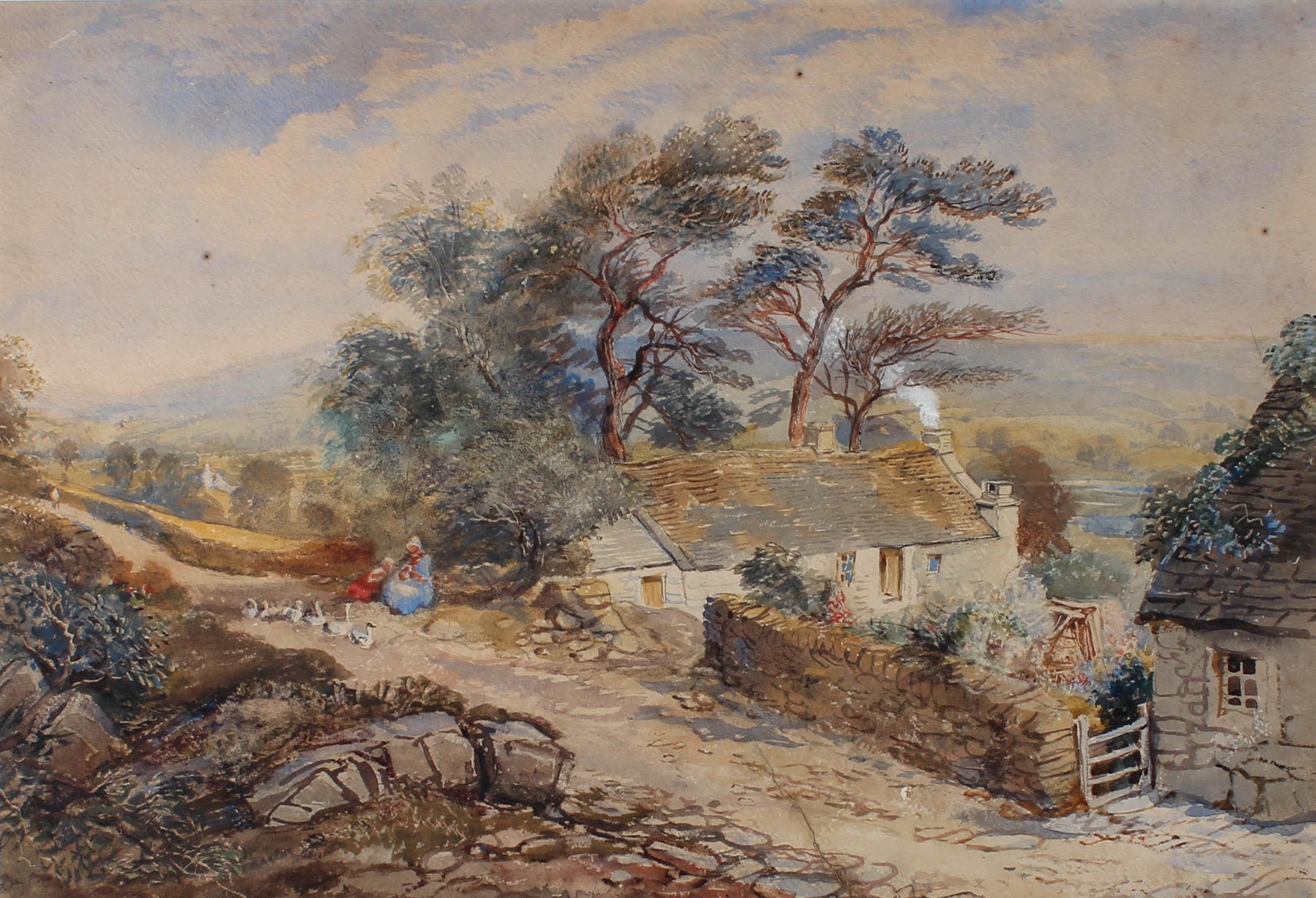 19th Century Watercolour - The Farmstead - Art by Unknown