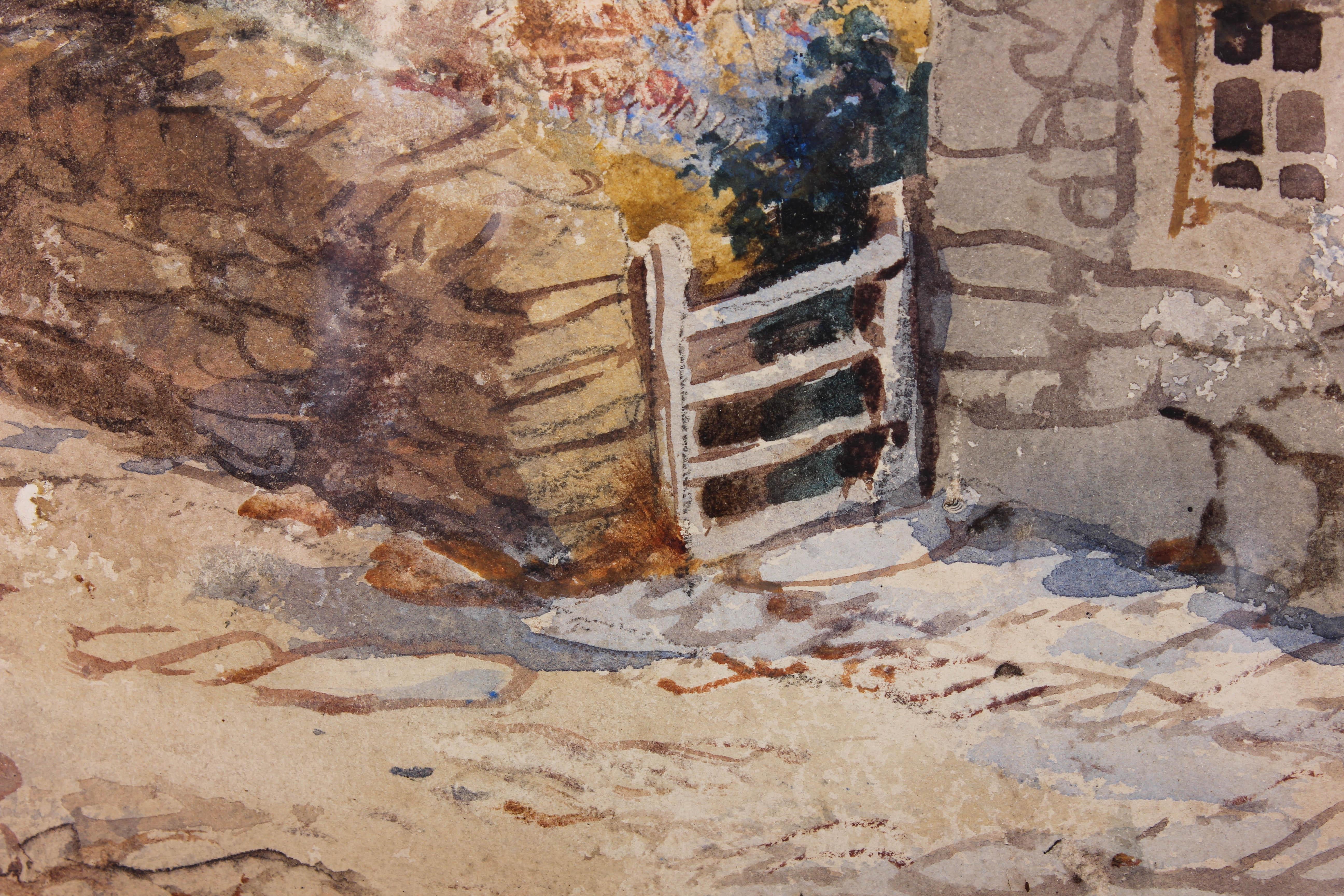 Aquarell des 19. Jahrhunderts – The Farmstead im Angebot 1