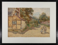 George Hodgson (1847-1921) - Acquerello incorniciato della fine del XIX secolo, Cottage Lane