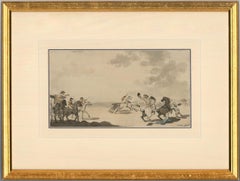 Antique F. May - Signed 19th Century Pen and Ink Drawing, The Steeplechase
