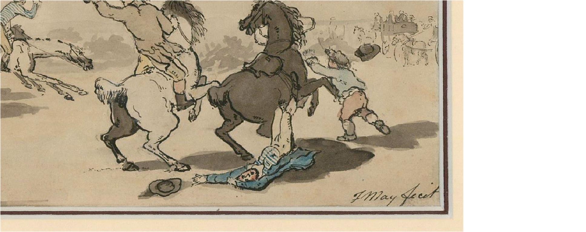 F. May - Signed 19th Century Pen and Ink Drawing, The Steeplechase 3