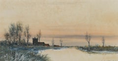 F. Vincent - Framed 1900 Watercolour, Riverside Church