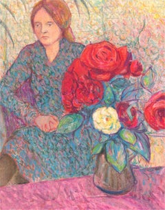 John Hatfield (b.1933) - 20th Century Watercolour, Lady With Red Roses