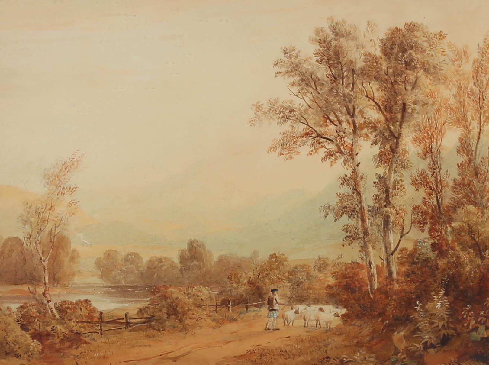 Hugh William Williams (1773–1829) - 1816 Watercolour, Sheep Herding In Scotland For Sale 2