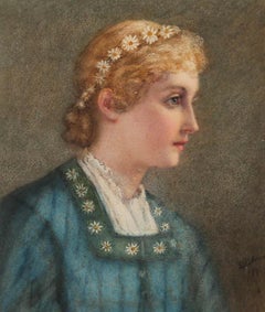 Sophie Hobson (fl.1880-1887) - 1882 Watercolour, Daisy Girl