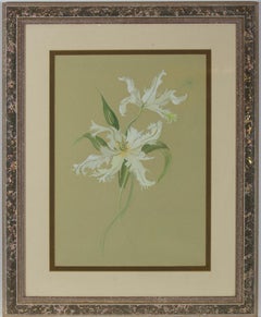 Aquarelle du milieu du XXe siècle - Étude florale