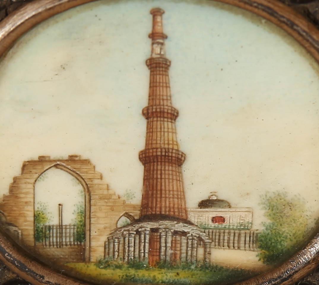 Aquarelle miniature d'Anglo-Inde du milieu du 19e siècle - Grand Tour 2