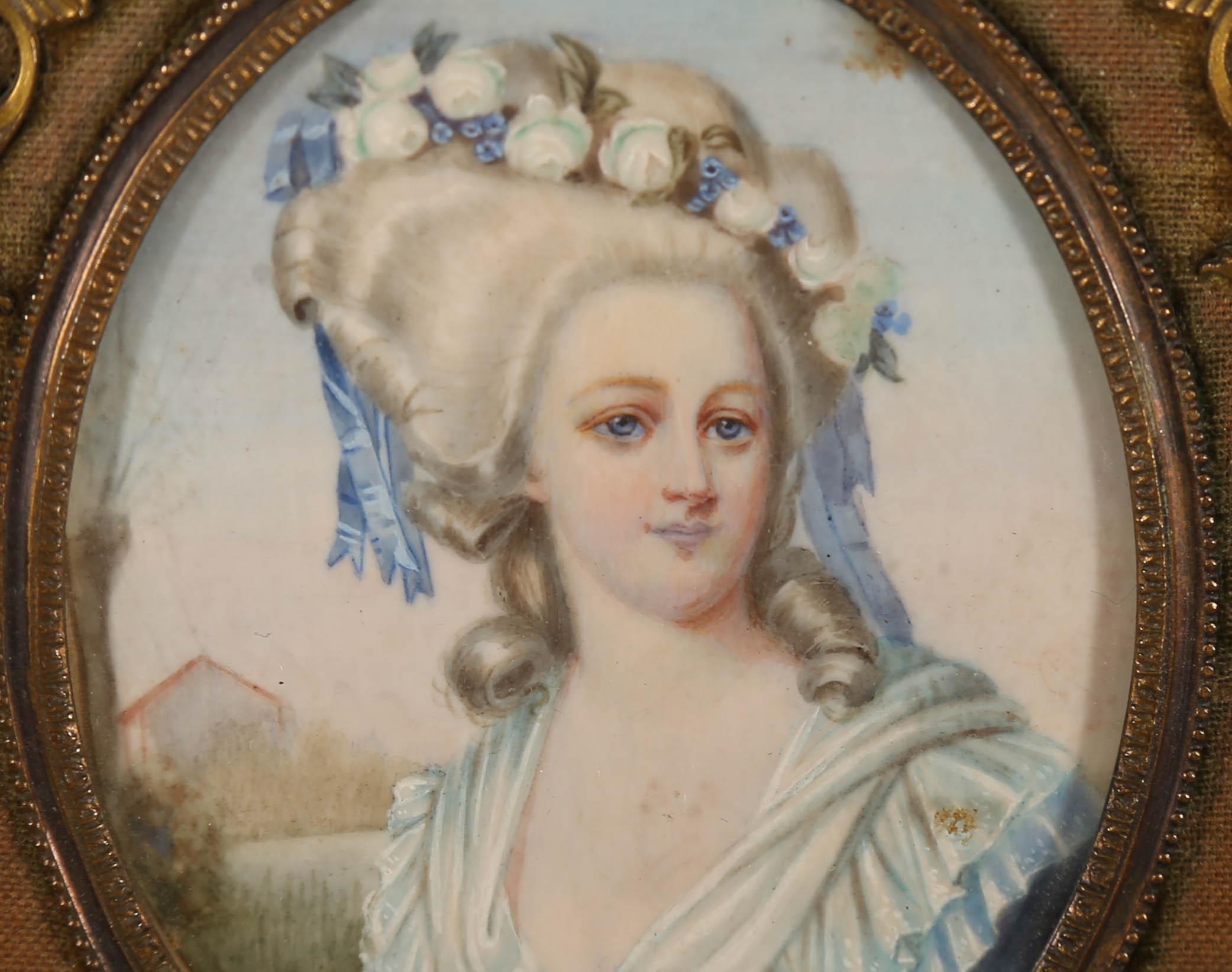 Aquarelle miniature encadrée du début du 20e siècle - Princesse de Lamballe 1