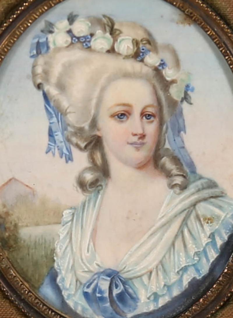 Aquarelle miniature encadrée du début du 20e siècle - Princesse de Lamballe 2